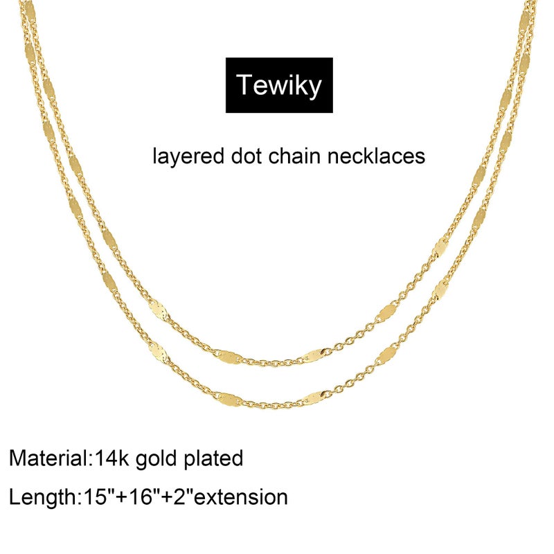 Tewiky Gold Necklace for Women, 14k Gold Plated Dot Choker Necklaces Layered Gold Necklaces for Women Trendy Dainty Gold Chain Necklace Aesthetic Gold Jewelry Gifts - Image 4