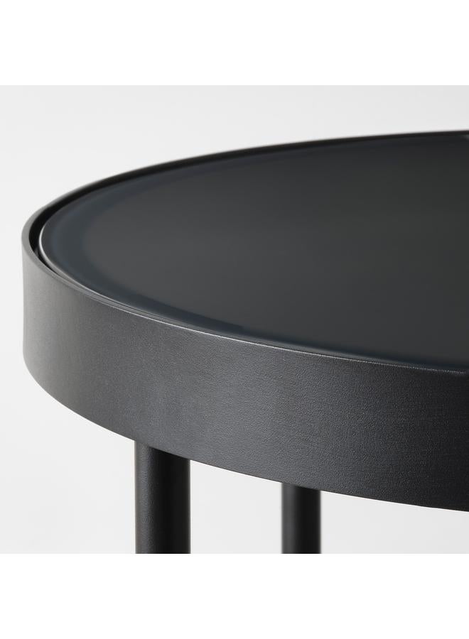 erorex Side table, anthracite marble effect/black glass, 48 cm - Image 4