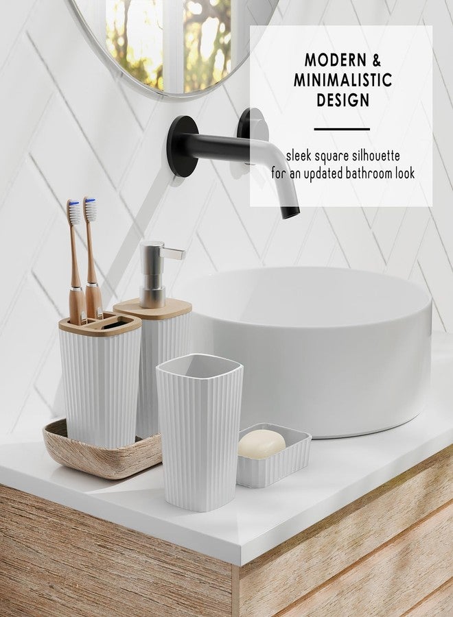 Clara Clark Bathroom Set - White Bathroom Accessories Set, 6PC Bathroom Accessory Set, Bathroom Sets with Toilet Brush, Trash Can & Soap Dispenser - Image 3