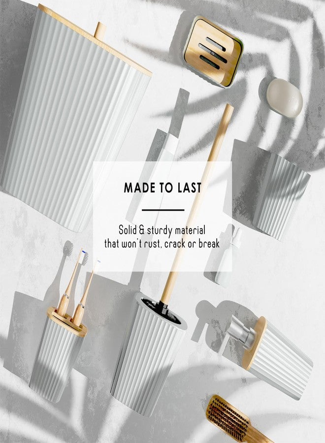 Clara Clark Bathroom Set - White Bathroom Accessories Set, 6PC Bathroom Accessory Set, Bathroom Sets with Toilet Brush, Trash Can & Soap Dispenser - Image 5