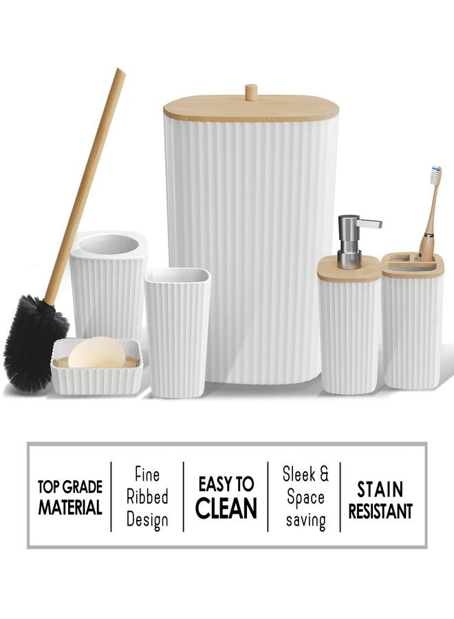 Clara Clark Bathroom Set - White Bathroom Accessories Set, 6PC Bathroom Accessory Set, Bathroom Sets with Toilet Brush, Trash Can & Soap Dispenser - Image 4