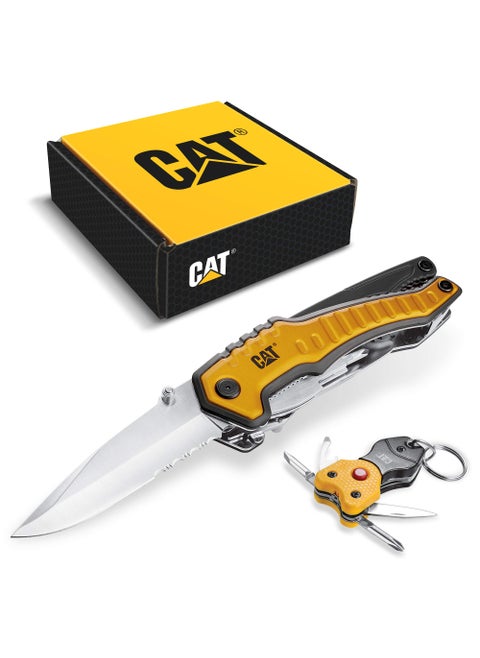 Cat 2 Piece XL Multi-Tool and Multi-Tool Key Chain with Light Gift Box Set - 240240, Yellow