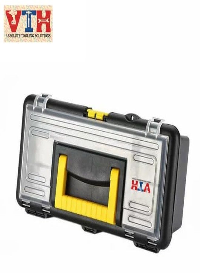 VTH WITH TAGLINE ABSOLUTE TOOLING SOLUTIONS صندوق تخزين أدوات بلاستيكي من VTH - صندوق تخزين منظم لأدوات اليد، بما في ذلك المفك، والمفتاح، والمطرقة، وأدوات المنزل الصغيرة. - Image 3
