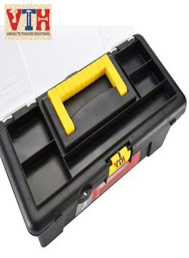 VTH WITH TAGLINE ABSOLUTE TOOLING SOLUTIONS صندوق تخزين أدوات بلاستيكي من VTH - صندوق تخزين منظم لأدوات اليد، بما في ذلك المفك، والمفتاح، والمطرقة، وأدوات المنزل الصغيرة. - Image 2