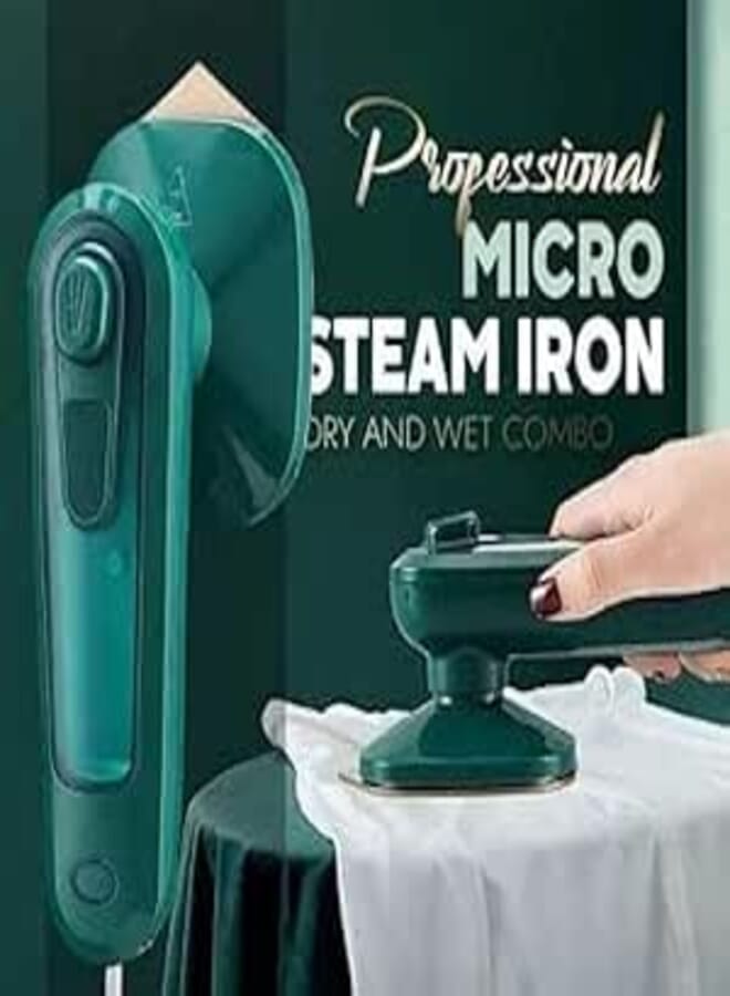 Portable Micro Steam iron, green iron Handheld Garment Steamer, Dry And Wet Wrinkles Removing Lightweight Steamer for Home Office,Fast Heat Mini Ironing Machine