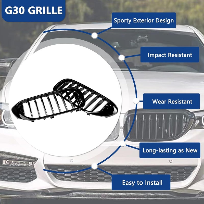 DEKEWEI G30 Single Slat Gloss Black Kidney Grill for BMW 5 Series (2017-2020) - Image 3