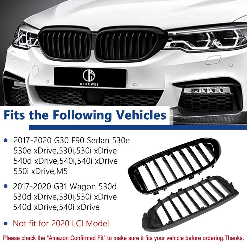 DEKEWEI G30 Single Slat Gloss Black Kidney Grill for BMW 5 Series (2017-2020) - Image 4