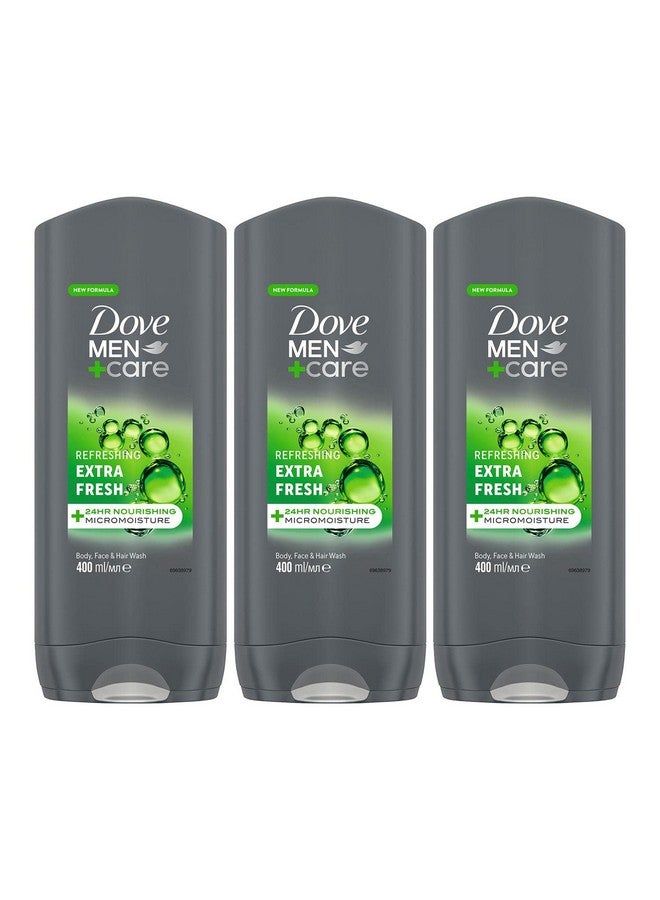 دوف غسول الجسم Dove Men+Care Extra Fresh مع تقنية MicroMoisture، غسول للجسم والوجه لبشرة رطبة وصحية، عبوة من 3 قطع، 400 مل - Image 1