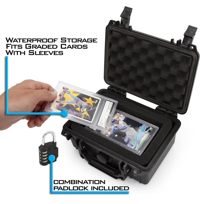 CASEMATIX صندوق تخزين بطاقات CASEMATIX المصنفة لبطاقات الرياضة متوافق مع 8 BGS، 13 FGS أو 11 GMA PSA بطاقات التداول المصنفة والمزيد من بطاقات الجمع - محكم، مقاوم للماء ويشمل قفل برمجي - Image 4