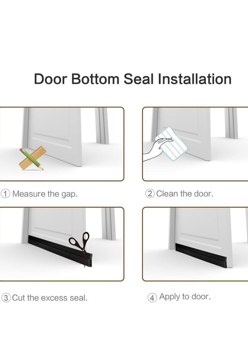 Weatherproof Under Door Sweep Soundproof Rubber Seal for Interior and Exterior Doors Effective Draft and Noise Barrier 1M Black - Image 5