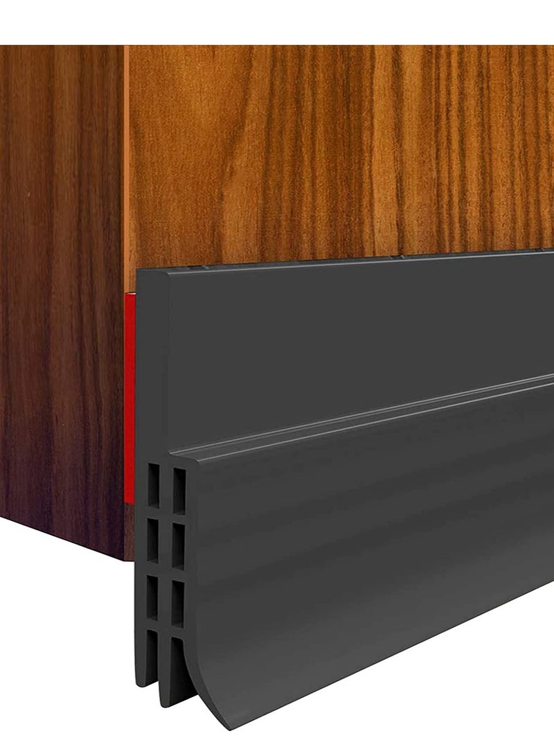 Weatherproof Under Door Sweep Soundproof Rubber Seal for Interior and Exterior Doors Effective Draft and Noise Barrier 1M Black - Image 1