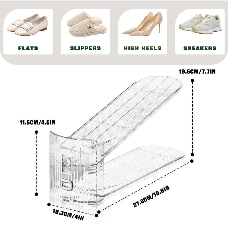FENRUNXU Transparent Shoe Slots Organizer for Closet, 20 Pack Shoe Stacker Organizer for Closet Shoe Display Space Saver,Adjustable Shoe Rack Organizer Holder for High Heels,Sneakers(Transparent) - Image 2