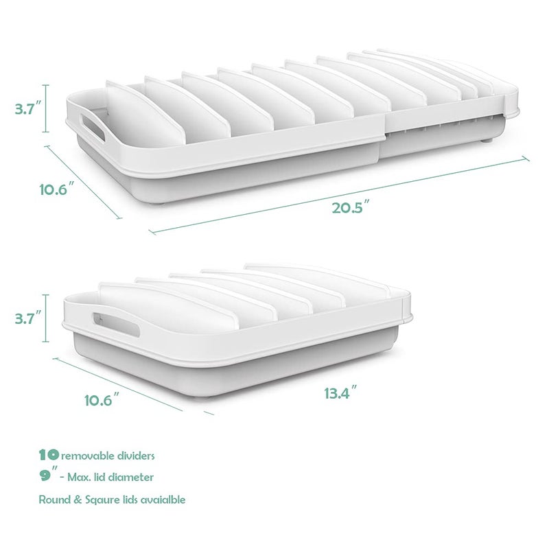 EVERIE Extendable Food Container Lid Organizer for 12'' Deep Cabinets, Adjustable Length 13.4" - 20.5", GS01-SS - Image 3