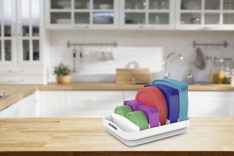 EVERIE Extendable Food Container Lid Organizer for 12'' Deep Cabinets, Adjustable Length 13.4" - 20.5", GS01-SS - Image 5