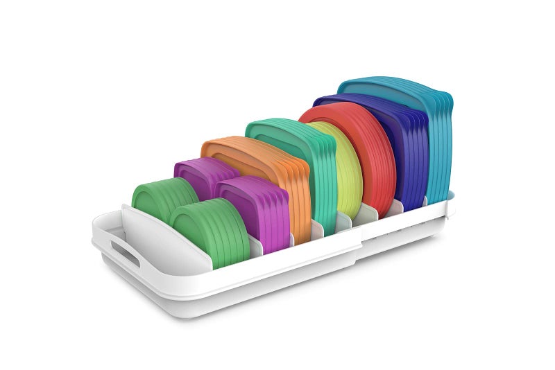 EVERIE Extendable Food Container Lid Organizer for 12'' Deep Cabinets, Adjustable Length 13.4" - 20.5", GS01-SS - Image 1