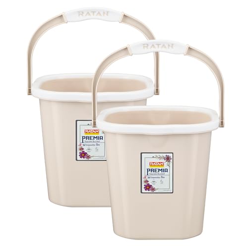 RATAN PLASTICWARE Premia Bucket (5L X 2) - Desert Rose|Light Weight and Easy to CarryBathroom Bucket | Water Storage | Perfect for Mopping | Double Moulded | 5 LTR - Image 1