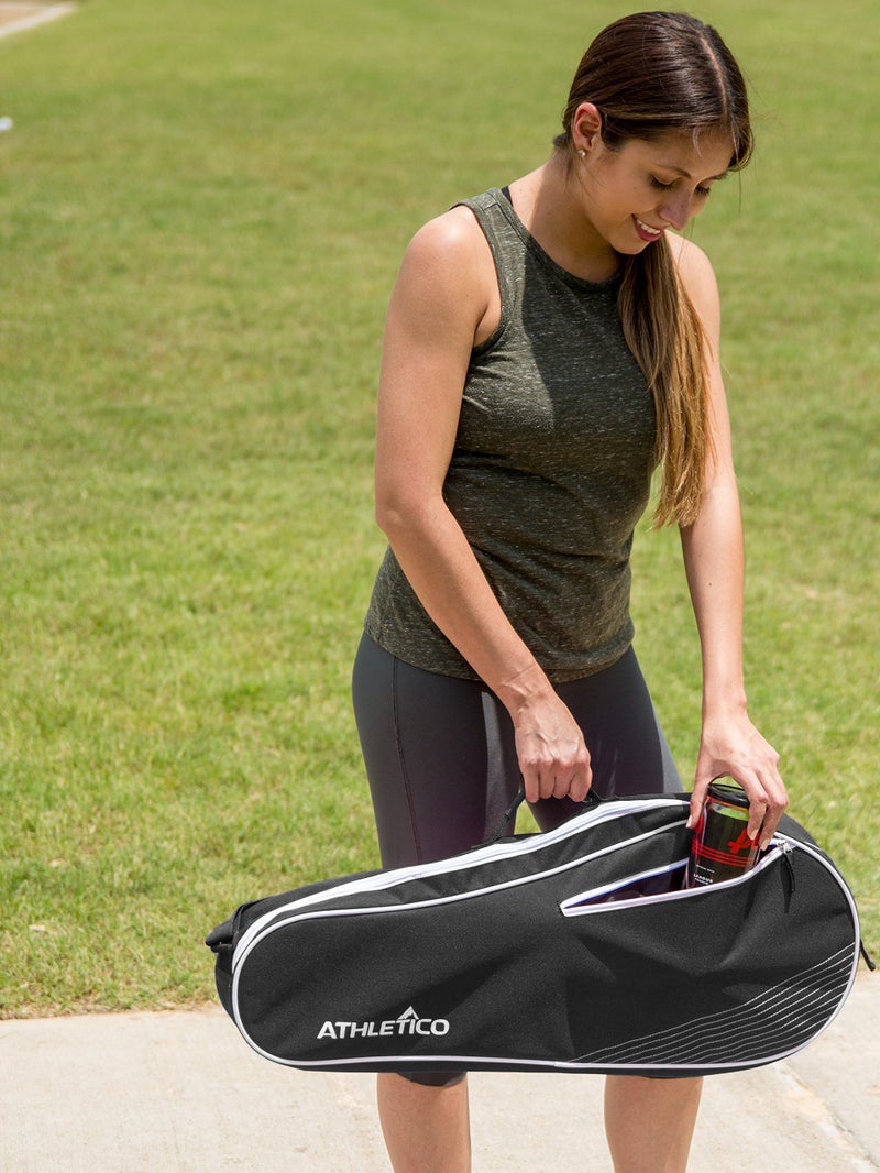 Athletico 3 Racquet Tennis Bag | Padded to Protect Rackets & Lightweight | Professional or Beginner Tennis Players | Unisex Design for Men, Women, Youth and Adults (Black) - Image 3