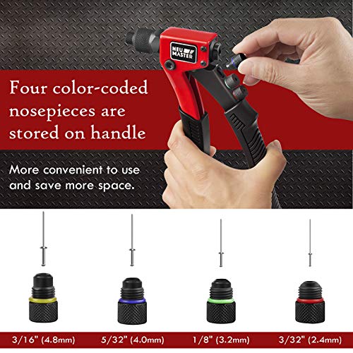 NEU MASTER مسدس ربط NEU MASTER مع 200 قطعة من المسامير، مجموعة مسدس ربط يدوي مع 4 رؤوس مسمار قابلة للتبديل بدون أدوات، صندوق BMC، مسدس ربط يدوي ثقيل للاستخدام مع البلاستيك، المعدن، الجلد - Image 3
