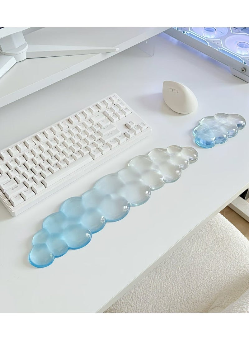 SUMRISE Cloud-shaped keyboard and mouse wrist rest set, including keyboard wrist pad, mouse wrist pad and elbow rest. Ergonomic design for comfortable typing. (Keyboard not included) - Image 2