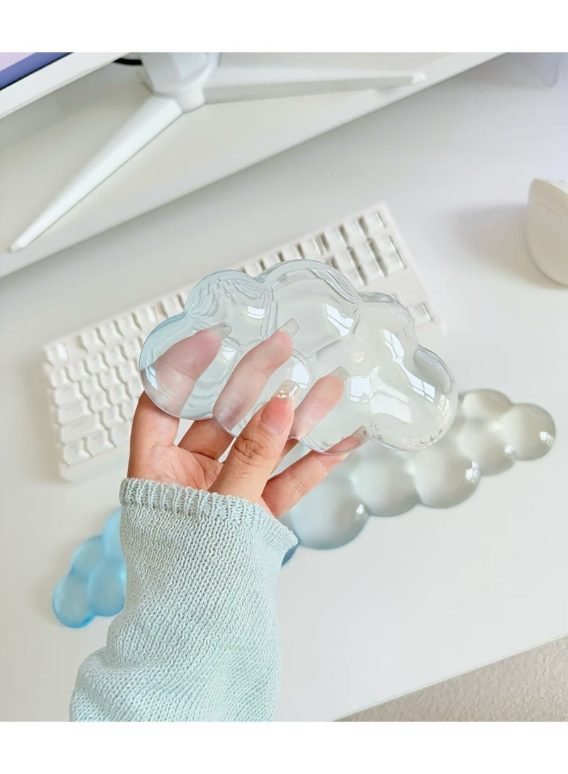 SUMRISE Cloud-shaped keyboard and mouse wrist rest set, including keyboard wrist pad, mouse wrist pad and elbow rest. Ergonomic design for comfortable typing. (Keyboard not included) - Image 1