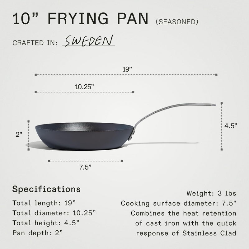 Madein Made In Cookware - Seasoned 10" Carbon Steel Frying Pan - (Like Cast Iron, but Better) - Professional Cookware - Crafted in Sweden - Induction Compatible - Image 5