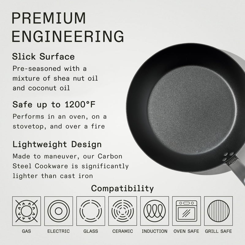 Madein Made In Cookware - Seasoned 10" Carbon Steel Frying Pan - (Like Cast Iron, but Better) - Professional Cookware - Crafted in Sweden - Induction Compatible - Image 3
