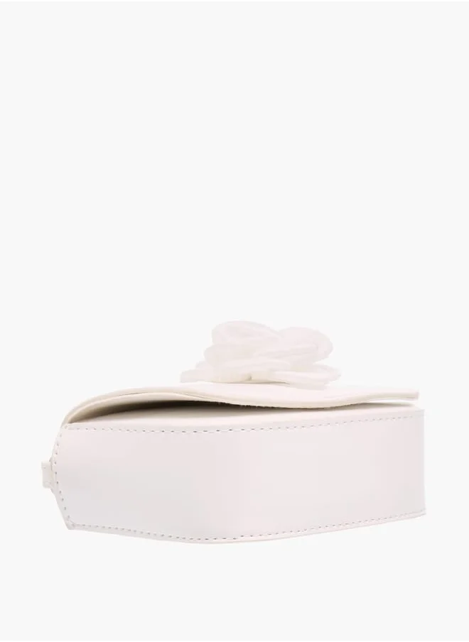 Flora Bella By Shoexpress Girls Rose Accent Crossbody Bag With Chain Strap And Flap Closure Ramadan Collection