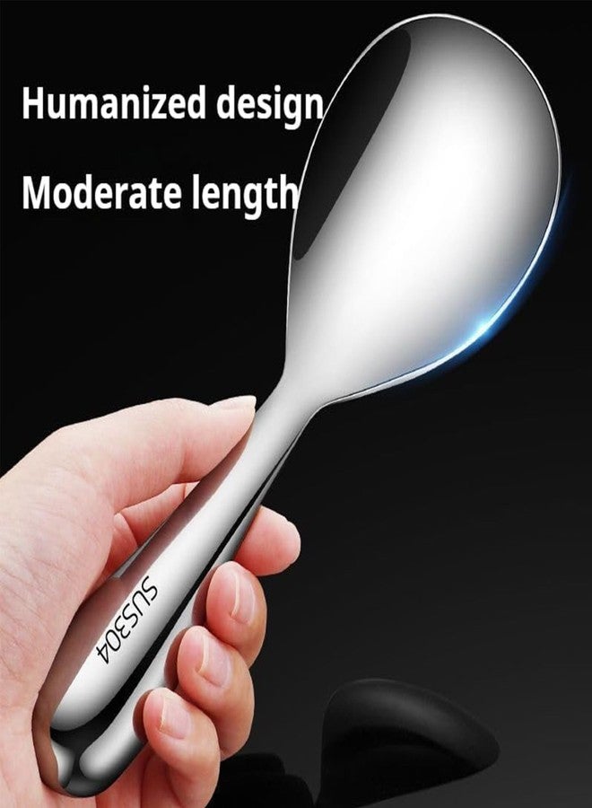 Comicfs 2Pcs Rice Spoon 304 Stainless Steel Rice Paddle Spoon Thickened Nonstick Rice Spatula Rice Scooper Rice Cooker Spoons Food Serving Scooper Kitchen Utensils for Home Restaurant Hotel (Bright) - Image 3