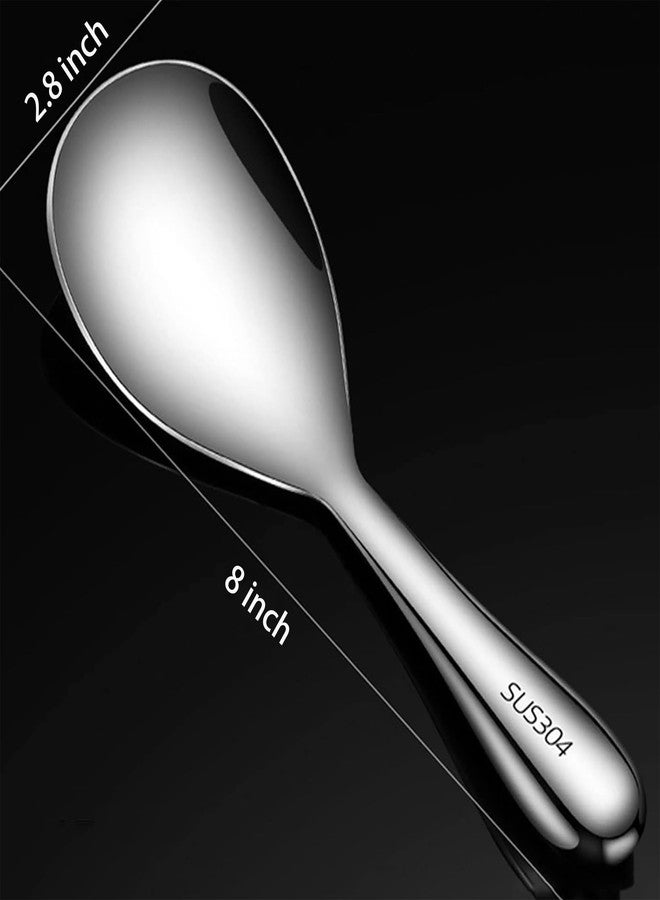 Comicfs 2Pcs Rice Spoon 304 Stainless Steel Rice Paddle Spoon Thickened Nonstick Rice Spatula Rice Scooper Rice Cooker Spoons Food Serving Scooper Kitchen Utensils for Home Restaurant Hotel (Bright) - Image 2