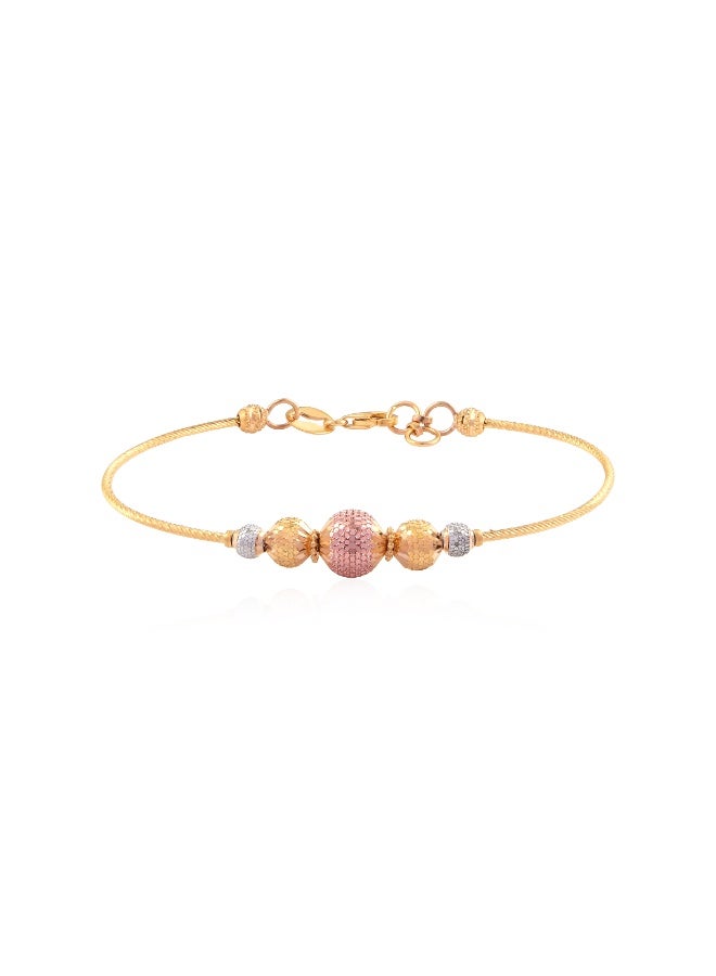 BAFLEH JEWELLERY Trio Glow: 22K Multicolour Gold Bangles in Rose, White & Yellow Finish  - Image 1