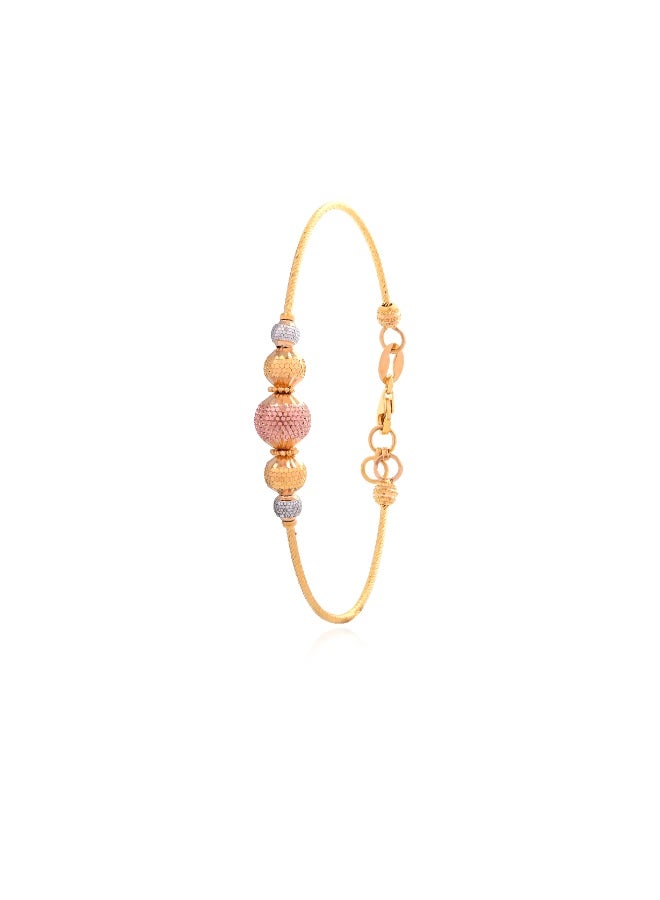 BAFLEH JEWELLERY Trio Glow: 22K Multicolour Gold Bangles in Rose, White & Yellow Finish  - Image 2