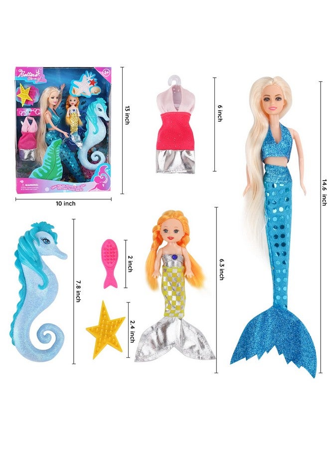BETTINA Mermaids Princess Doll with Little Mermaid Doll & Seahorse Play Set | Mermaid Gifts for Girls|Mermaid Toys for 3 to 7 Year Olds - Image 4