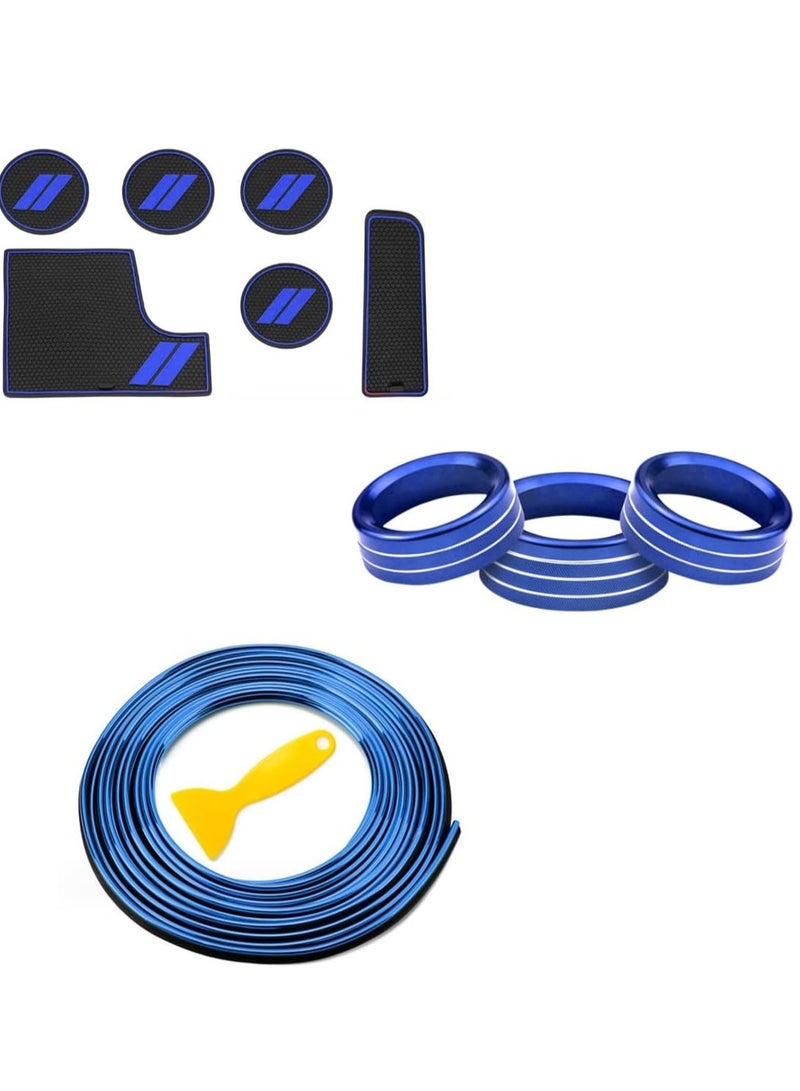 SYOSI Anti Dust Mats and Trim for Dodge Charger Accessories, 6 Pcs Cup Inserts Mats 3 Pcs A/C Volume Radio Switch Ring 5 Meters Car Interior Moulding Strip Trim Decal - Image 1