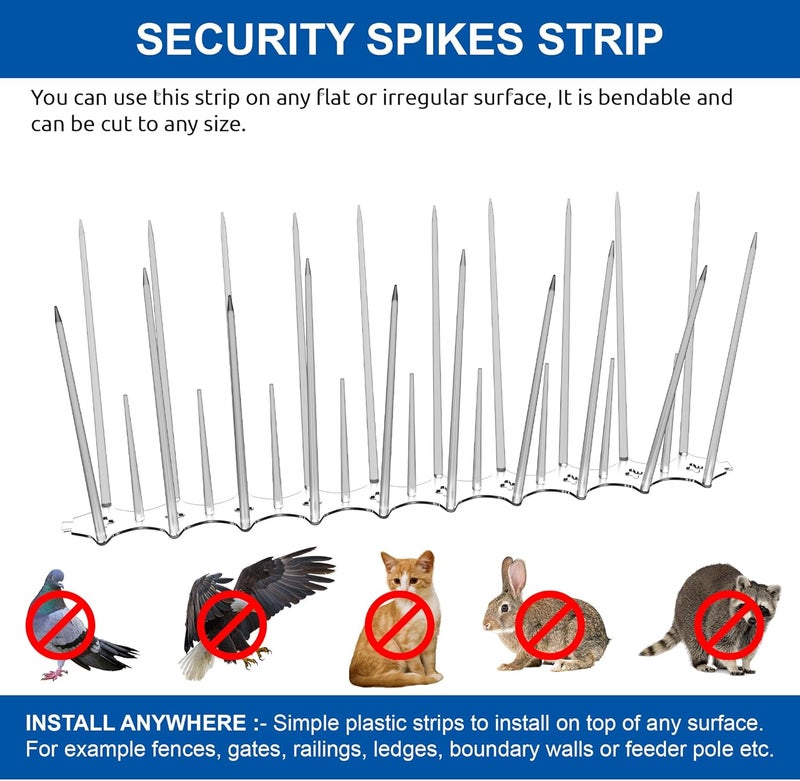 Eightiz (Pack of 10) New Sharp Bird and Pigeon Spikes, Pigeon Control Spikes Anti Bird Plastic Spikes for AC Balcony Railing Window Home Protection from Pigeon Dog Monkey Crow Kabootar Transparent - Image 5