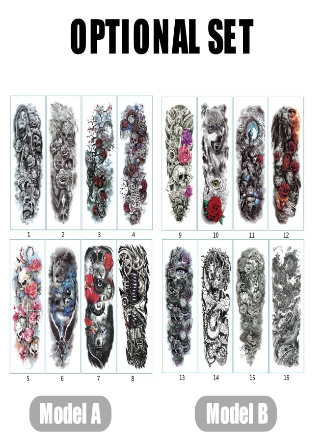 8 Sheets Full Arm Temporary Tattoos Large Waterproof Tattoos for Half Arm Shoulder Leg Body Men Women Available(18.9''X6.7'') - Image 4