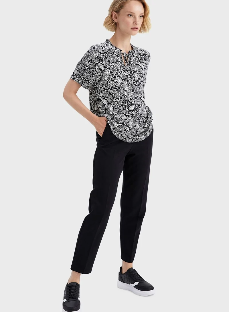 DeFacto Printed Tie Detail Top