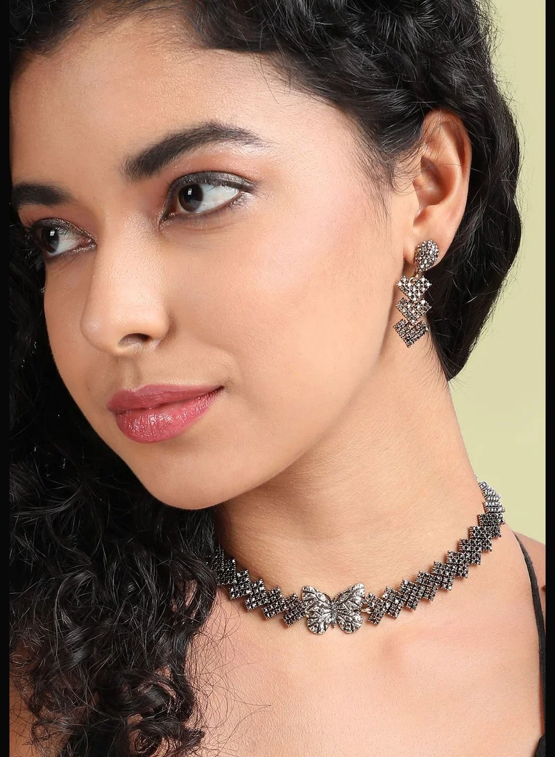 SOHI Gold Plated Designer Stone Party Wear Necklace and Earring Set For Women