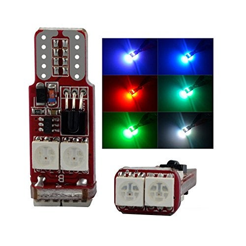 SOCAL-LED LIGHTING SOCALLED LIGHTING 2pcs RC T10 194 W5W LED Bulbs RGB 5050 6SMD Bright Wedge InteriorDomeMapDoorLicense Plate Light Bulb Only - Image 1