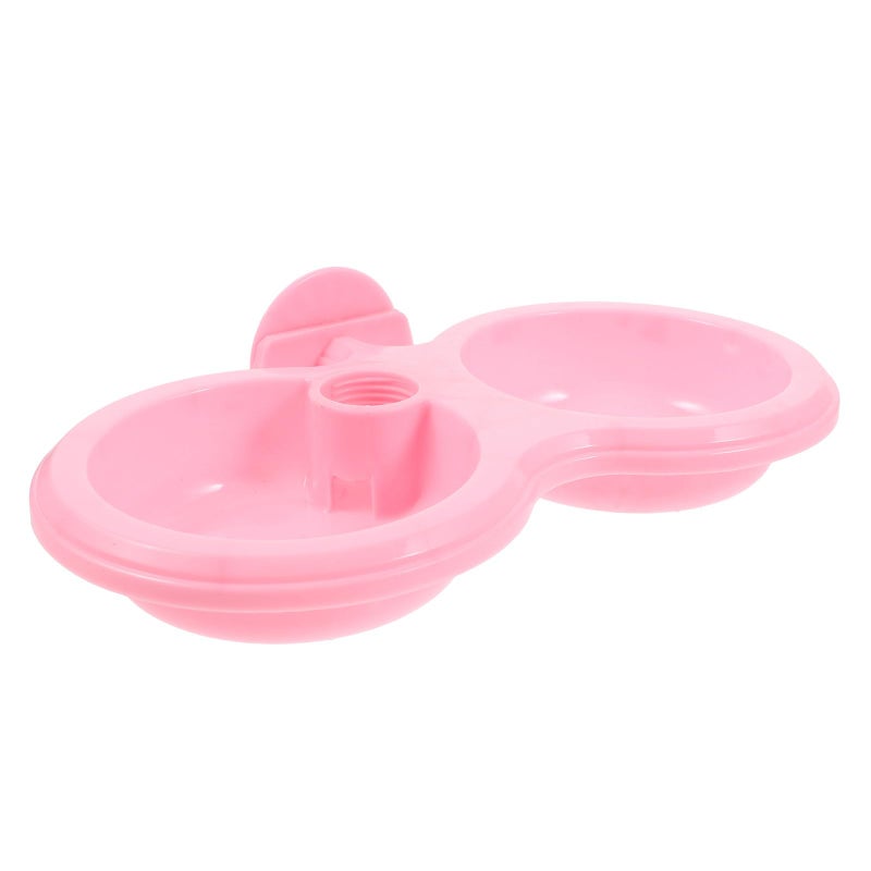 Dual Pink Plastic Hanging Dog Crate Bowl Set Food and Water Kennel Feeder for Puppies - Image 2
