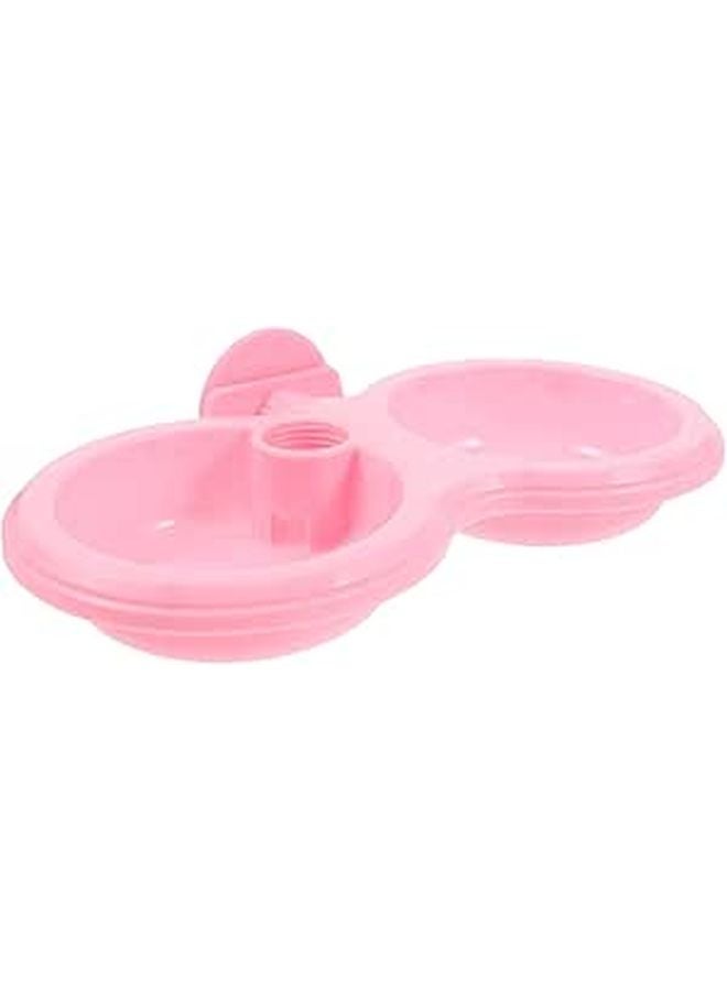 Dual Pink Plastic Hanging Dog Crate Bowl Set Food and Water Kennel Feeder for Puppies - Image 1