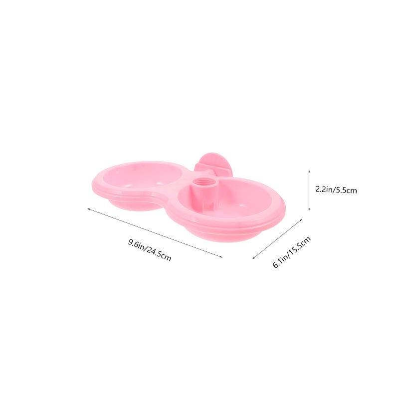 Dual Pink Plastic Hanging Dog Crate Bowl Set Food and Water Kennel Feeder for Puppies - Image 3