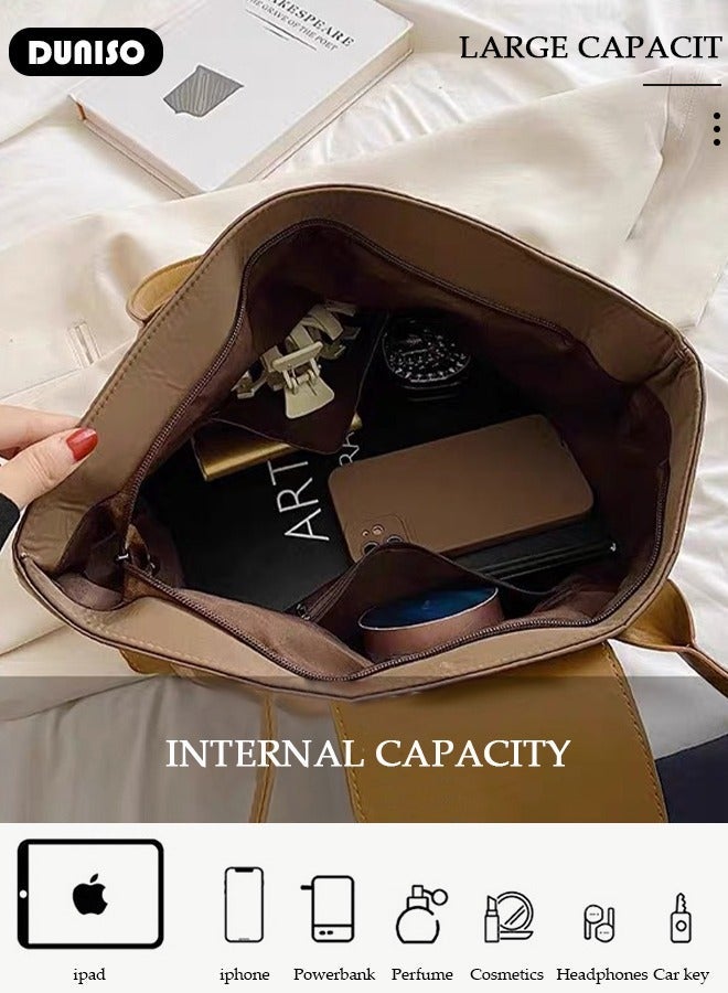 DUNISO Women's Shoulder Tote Bag Faux Leather Handbag for Women Large Capacity Messenger Bag, Fashionable Travel Shoulder Bag for Ladies Girls College Students - Image 5
