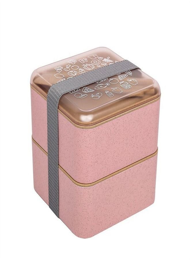 Loquat Wheat Double Deck Lunch Box Pink 