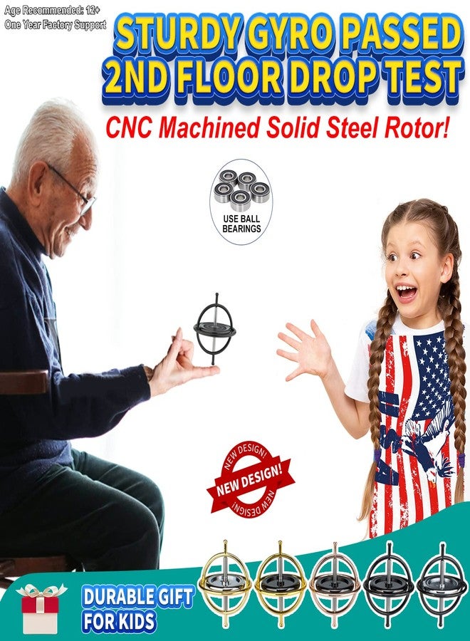 DjuiinoStar Heavy Duty Gyroscope (CNC Machined Solid Steel Rotor): Stable&Robust (Pass 2nd Floor Drop Test); Long Spin Time (More Tricks); Premium Fidget Toy, Magic Anti-Gravity Gear DG-5PROLite-02 - Image 3