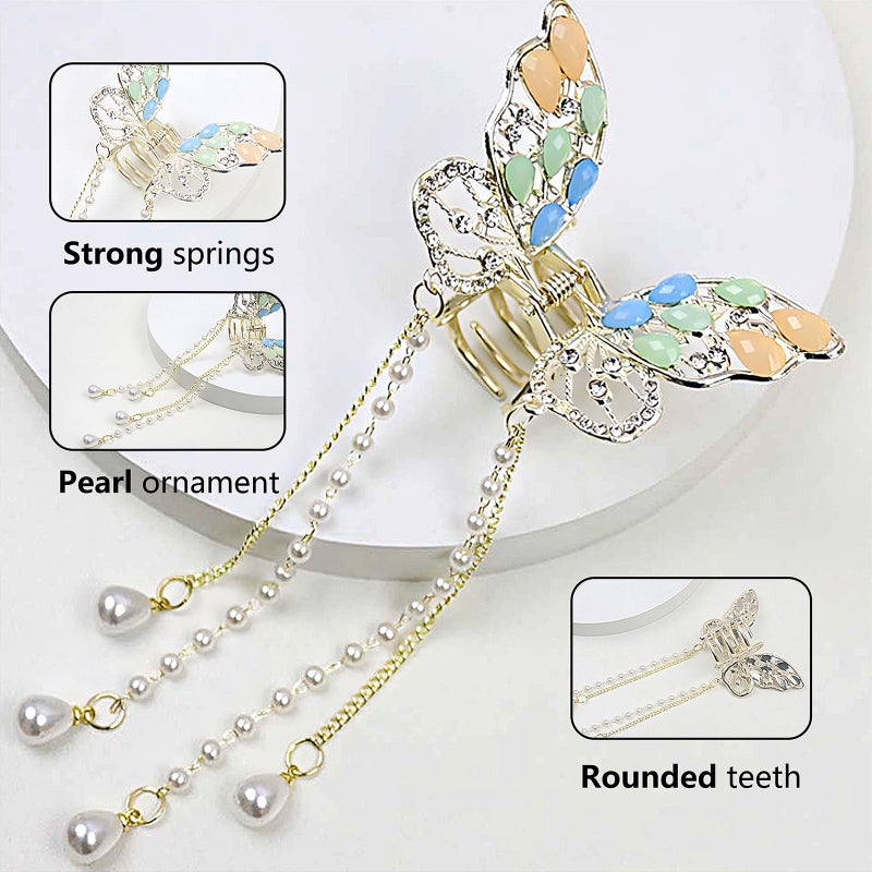 Puisa Small Butterfly Hair Clips, Metal Claw Clips for Women, Cute Fashion Accessories, Lovely Barrettes Set Non-slip for Girls Kids 2PCS - Image 2