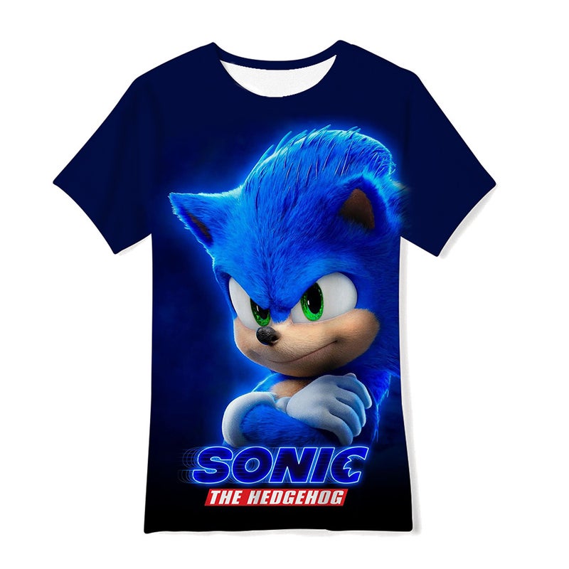 3D Digital Printing Men'S And Women'S Children'S Wear T-Shirt Animation Sonic Boy Sonic Casual Short-Sleeved Shirt - Image 2