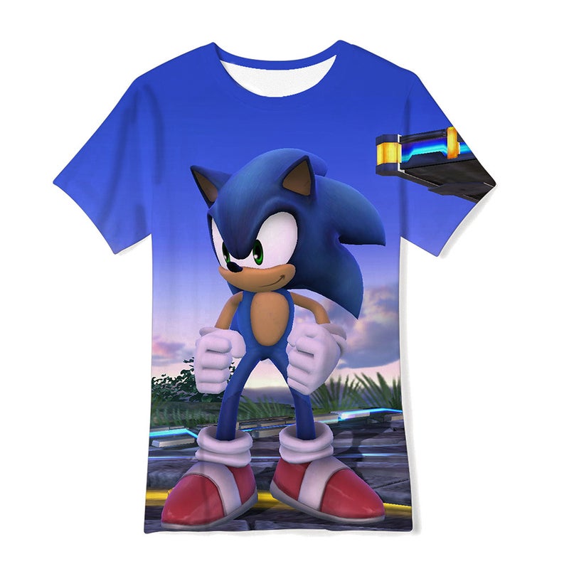 3D Digital Printing Men'S And Women'S Children'S Wear T-Shirt Animation Sonic Boy Sonic Casual Short-Sleeved Shirt - Image 1
