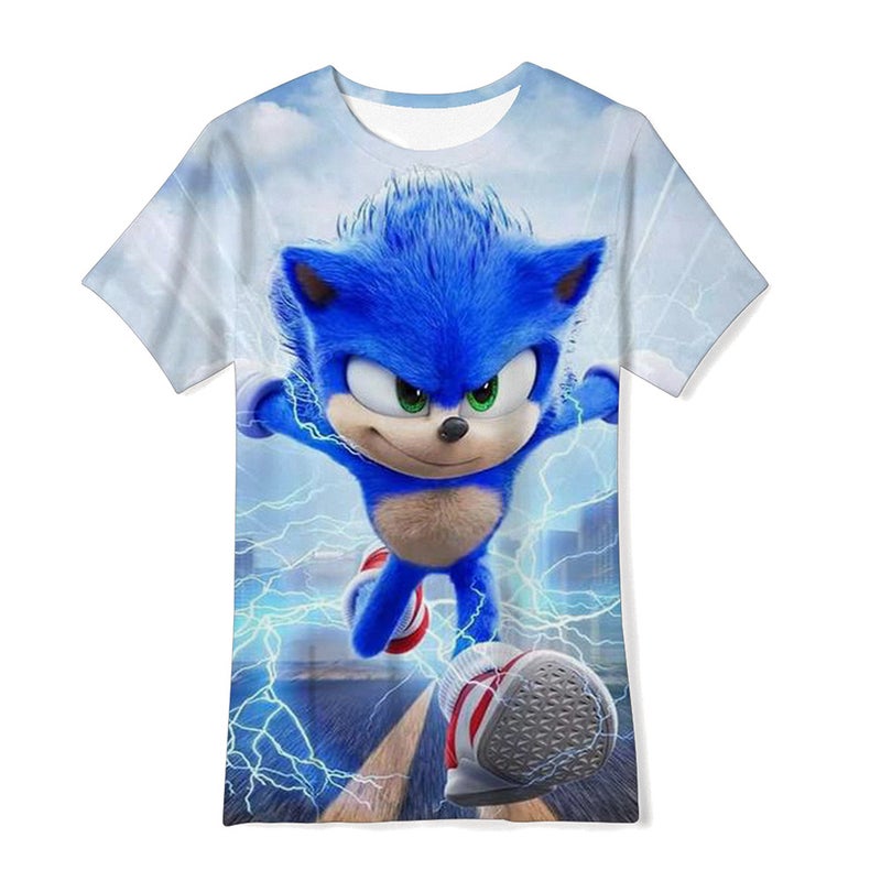 3D Digital Printing Men'S And Women'S Children'S Wear T-Shirt Animation Sonic Boy Sonic Casual Short-Sleeved Shirt - Image 3