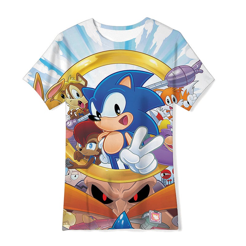 3D Digital Printing Men'S And Women'S Children'S Wear T-Shirt Animation Sonic Boy Sonic Casual Short-Sleeved Shirt - Image 5