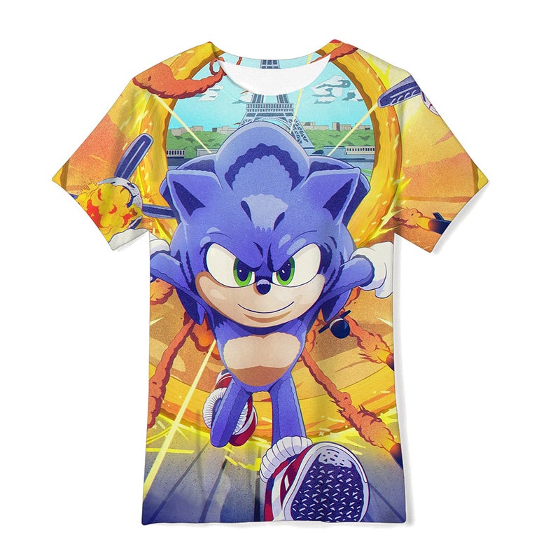 3D Digital Printing Men'S And Women'S Children'S Wear T-Shirt Animation Sonic Boy Sonic Casual Short-Sleeved Shirt - Image 4